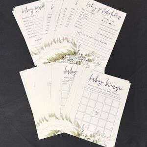 25 Piece Baby Shower Prediction and 25 Piece Bingo Cards Eucalyptus Garden City